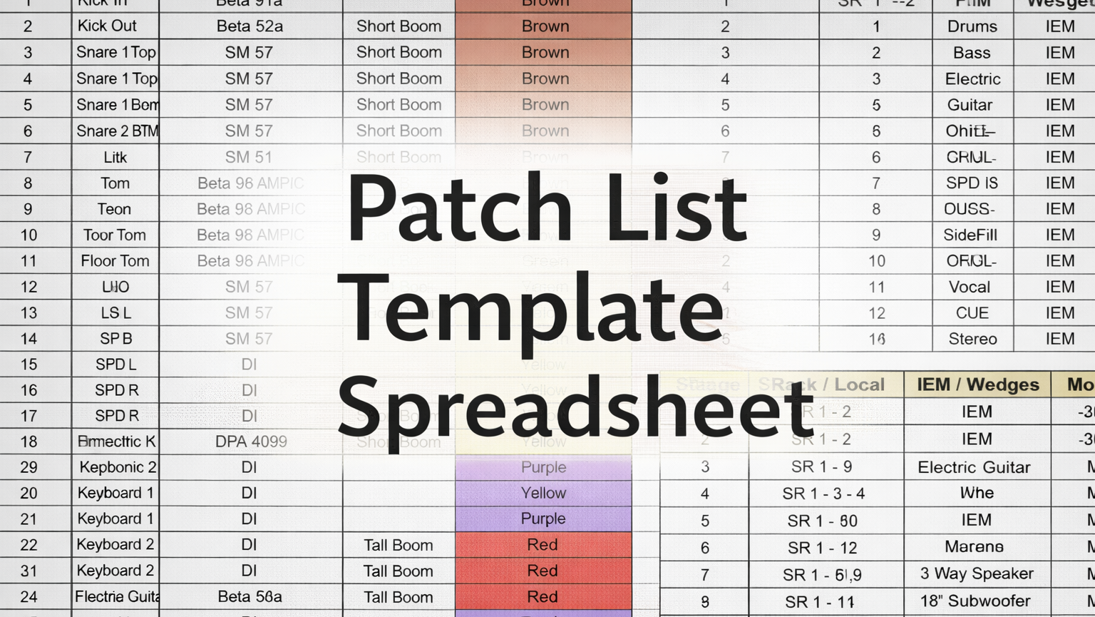 Patch List Template Spreadsheet (Free Excel Download for Live Events)